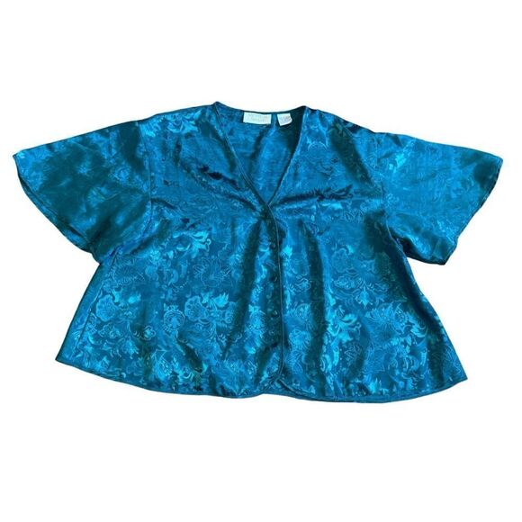 Victoria’s Secret Gold Label Vintage Green Satin Cropped Pajamaa Style Top - Picture 5 of 7